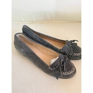 Kelsi Dagger Anastacia Moccasins 9.5 Gray Suede Flats Loafers Boho Western